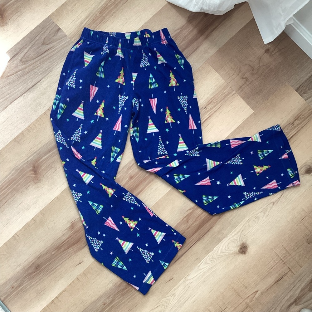 Sleep Chic Vibrant Blue Festive Winter Christmas Tree Pajama Pants | women’s XS